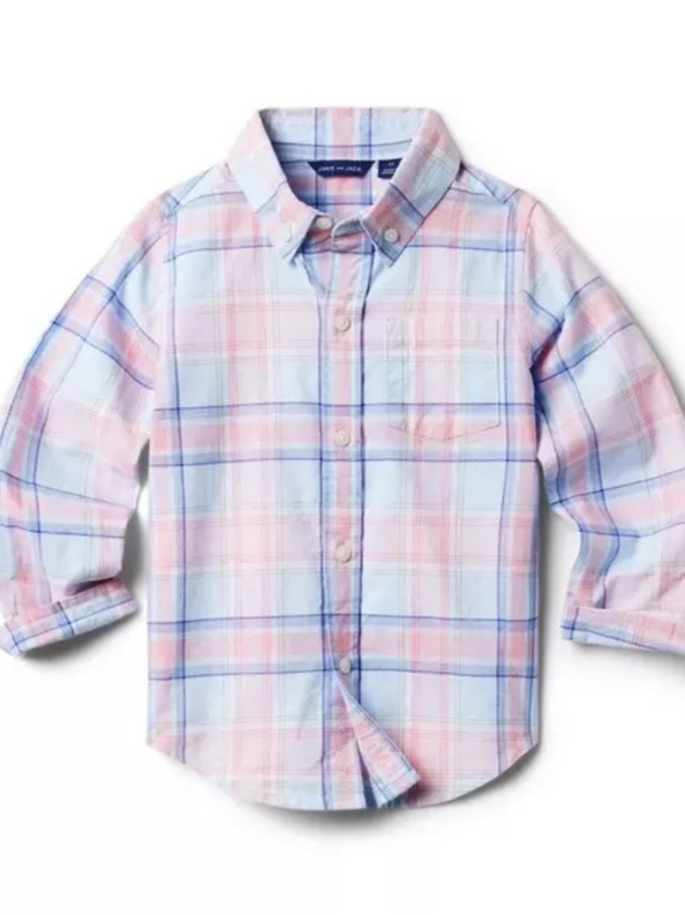Janie and Jack Pink and Blue Plaid Button-Down Shirt